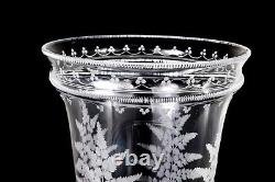 Antique Victorian Mappin Webb glass celery vase fern engraved silver plated swan
