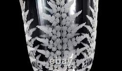 Antique Victorian Mappin Webb glass celery vase fern engraved silver plated swan