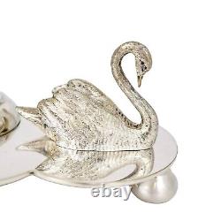 Antique Victorian Mappin Webb glass celery vase fern engraved silver plated swan