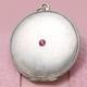 Antique Victorian Red Paste Silver Plate Pendant Locket