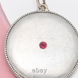 Antique Victorian Red Paste Silver Plate Pendant Locket