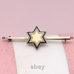 Antique Victorian STAR Enamel Sterling Silver Vermeil Enamel Bar Brooch Pin
