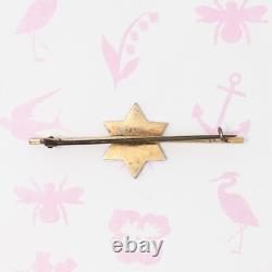 Antique Victorian STAR Enamel Sterling Silver Vermeil Enamel Bar Brooch Pin