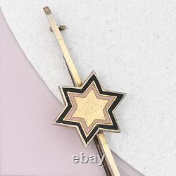Antique Victorian STAR Enamel Sterling Silver Vermeil Enamel Bar Brooch Pin