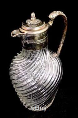 Antique Victorian Sheffield Silver Plated Swirled Glass Ornate Claret Jug