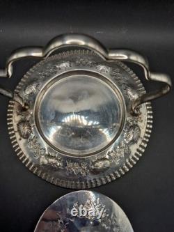 Antique Victorian Silver Plate & Cut Glass Lidded Butter Dish By JP & Co