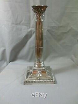 Antique Victorian Silver Plated Corinthian Column Oil Lamp Base 13 Height