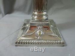 Antique Victorian Silver Plated Corinthian Column Oil Lamp Base 13 Height