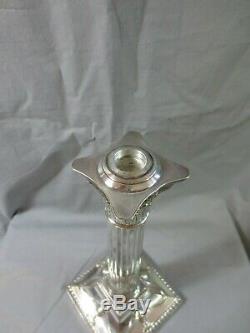 Antique Victorian Silver Plated Corinthian Column Oil Lamp Base 13 Height