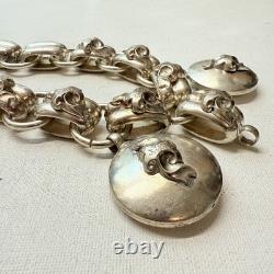 Antique Victorian Silver Tone Plated Large Book Chain Ornate Chunky Piece READ