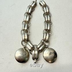 Antique Victorian Silver Tone Plated Large Book Chain Ornate Chunky Piece READ