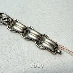 Antique Victorian Silver Tone Plated Large Book Chain Ornate Chunky Piece READ