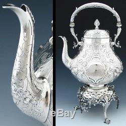 Antique Victorian Silver-plate 17.5 120oz Tipper Kettle, Armorial Heraldry