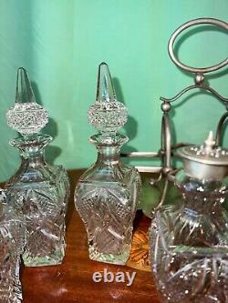 Antique Victorian Silver plate 4 pieces cruet -rare shape of bottles