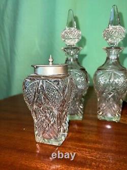 Antique Victorian Silver plate 4 pieces cruet -rare shape of bottles