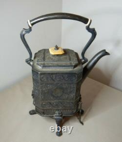 Antique Victorian Silverplated Teapot Kettle Spirit Burner Stand Shaw & Fisher