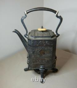 Antique Victorian Silverplated Teapot Kettle Spirit Burner Stand Shaw & Fisher