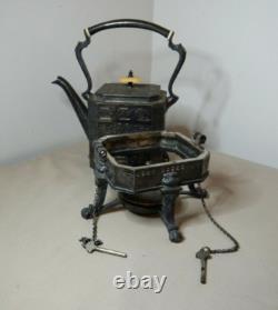 Antique Victorian Silverplated Teapot Kettle Spirit Burner Stand Shaw & Fisher