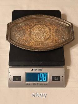 Antique Victorian Solid Silver Repousse Oval Tray Dish Floral Star 198g Tested