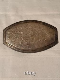 Antique Victorian Solid Silver Repousse Oval Tray Dish Floral Star 198g Tested