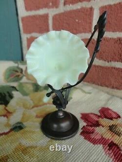 Antique Victorian Tufts Floral Violet Glass Lily Silver Plate Bud Vase Epergne