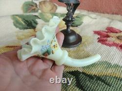 Antique Victorian Tufts Floral Violet Glass Lily Silver Plate Bud Vase Epergne