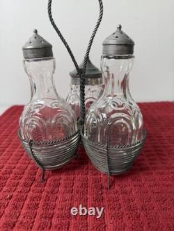 Antique Victorian Twisted Wire Cruet Set (1880-1920) Original Set
