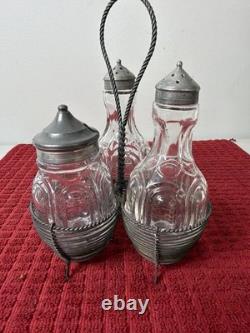 Antique Victorian Twisted Wire Cruet Set (1880-1920) Original Set
