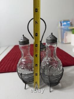 Antique Victorian Twisted Wire Cruet Set (1880-1920) Original Set