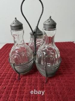 Antique Victorian Twisted Wire Cruet Set (1880-1920) Original Set