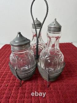 Antique Victorian Twisted Wire Cruet Set (1880-1920) Original Set