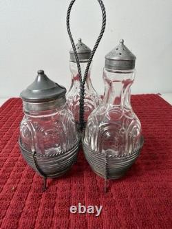 Antique Victorian Twisted Wire Cruet Set (1880-1920) Original Set