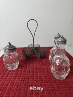 Antique Victorian Twisted Wire Cruet Set (1880-1920) Original Set
