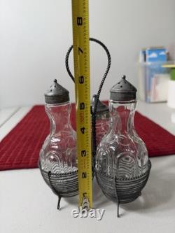 Antique Victorian Twisted Wire Cruet Set (1880-1920) Original Set