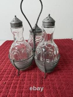 Antique Victorian Twisted Wire Cruet Set (1880-1920) Original Set