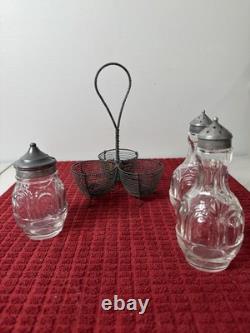 Antique Victorian Twisted Wire Cruet Set (1880-1920) Original Set