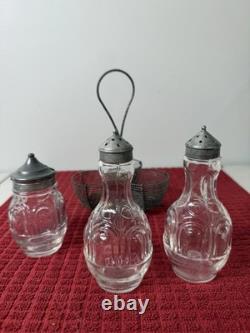 Antique Victorian Twisted Wire Cruet Set (1880-1920) Original Set