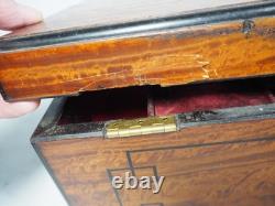 Antique Victorian Vanity Box Complete With Silver Plate Glass Bottles For Repair