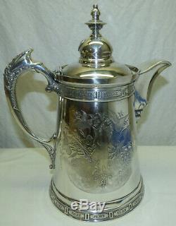Antique Victorian Wilcox Silver Plate Aesthetic Fairy Water Pot with Tray & Goblet