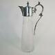 Antique Victorian Woman Golfer Etched Glass Silver Plated Wine Decanter Claret
