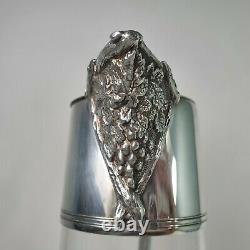 Antique Victorian Woman Golfer Etched Glass Silver Plated Wine Decanter Claret