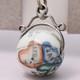 Antique Victorian World Globe Painted Spinner Fob Charm Silver Plate Pendant