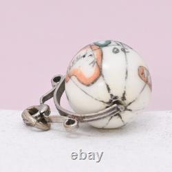 Antique Victorian World Globe Painted Spinner Fob Charm Silver Plate Pendant