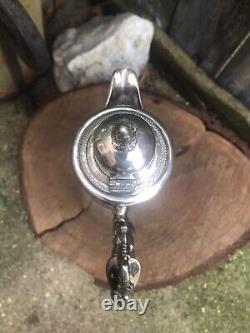 Antique Victorian etched glass claret jug silver plate bacchus handle engraved