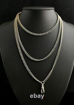 Antique Victorian silver plated longuard chain necklace, muff chain