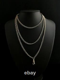 Antique Victorian silver plated longuard chain necklace, muff chain