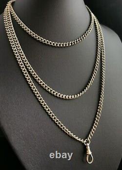 Antique Victorian silver plated longuard chain necklace, muff chain