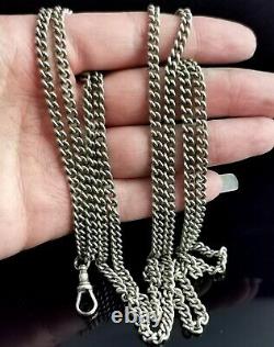 Antique Victorian silver plated longuard chain necklace, muff chain