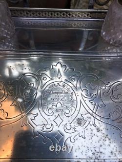 Antique Victorian silver plated stationary box engraved Ploughing 1st prize 1879