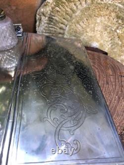 Antique Victorian silver plated stationary box engraved Ploughing 1st prize 1879